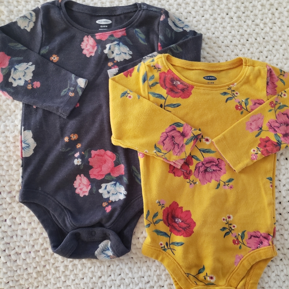 Set of 2 baby girl long sleeve onesies 12-18M
